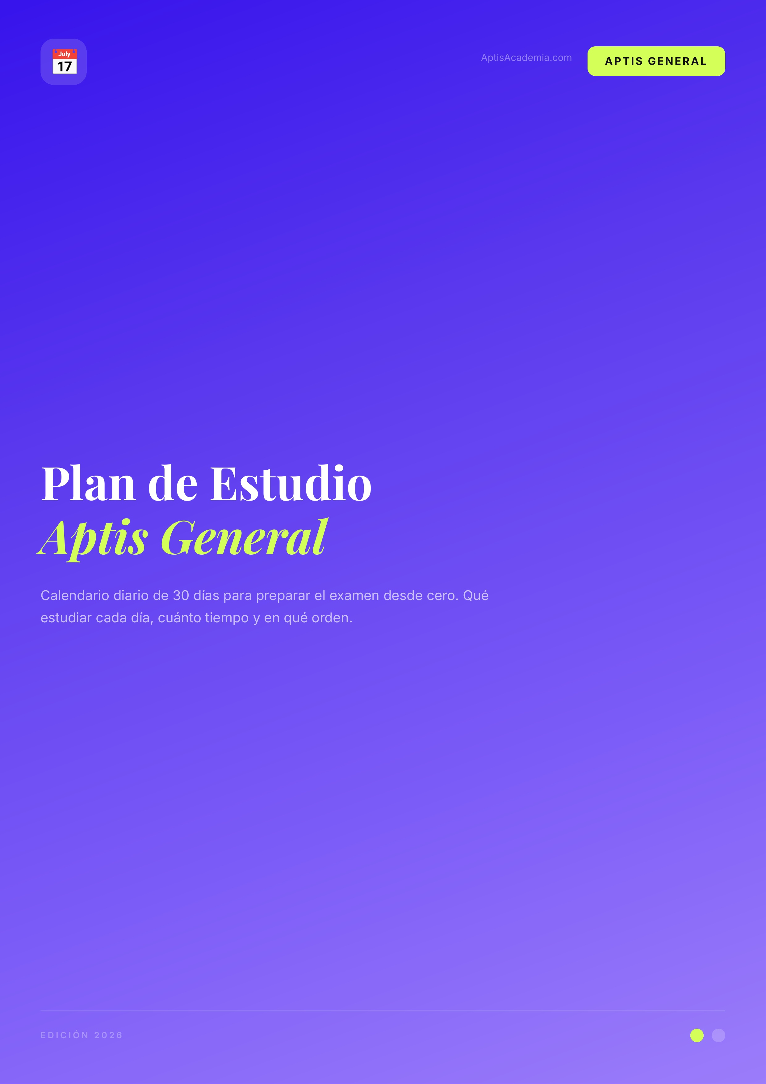 Plan de Estudio Aptis 30 Días — Calendario diario para preparar el examen